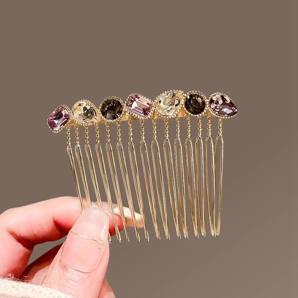 Comb Fine Tooth - Sisir Rambut Batu Permata Multiwarna Vintage,